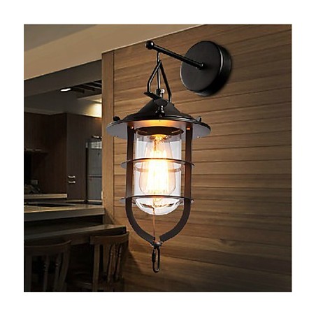 Applique da parete Mini Style in metallo nero e vetro bianco con lampadina inclusa