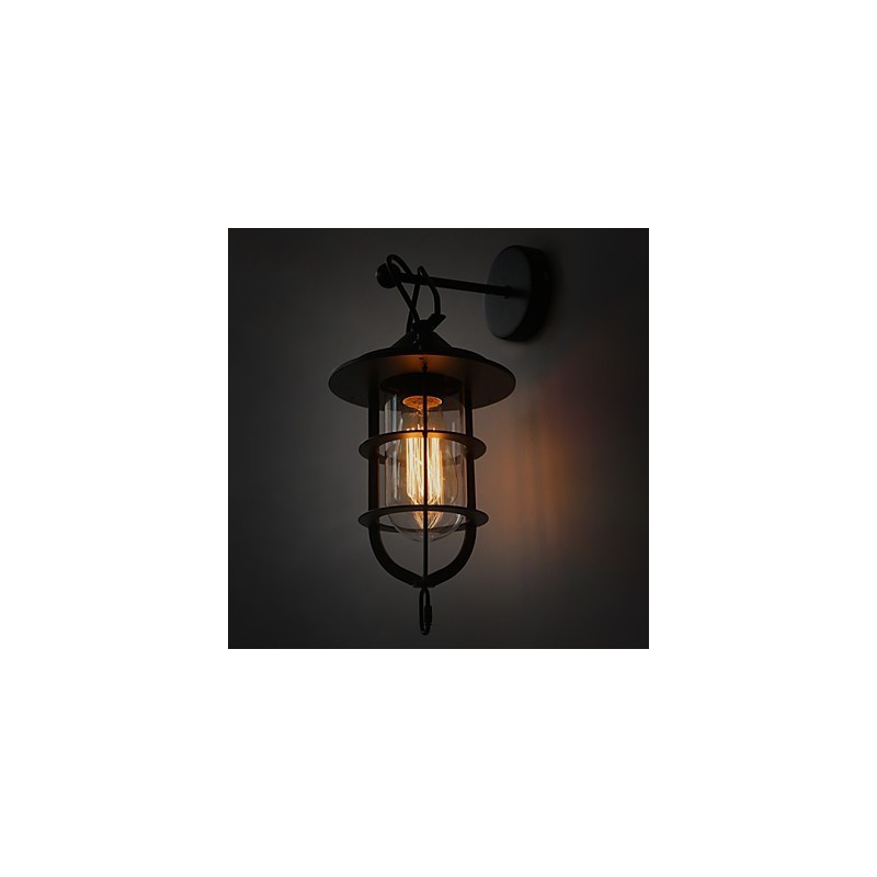Applique da parete Mini Style in metallo nero e vetro bianco con lampadina inclusa