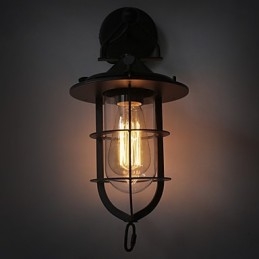 Applique da parete Mini Style in metallo nero e vetro bianco con lampadina inclusa