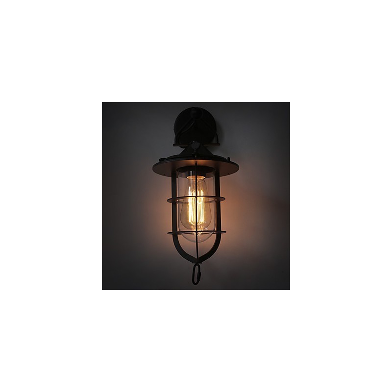 Applique da parete Mini Style in metallo nero e vetro bianco con lampadina inclusa