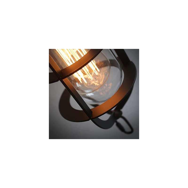 Applique da parete Mini Style in metallo nero e vetro bianco con lampadina inclusa
