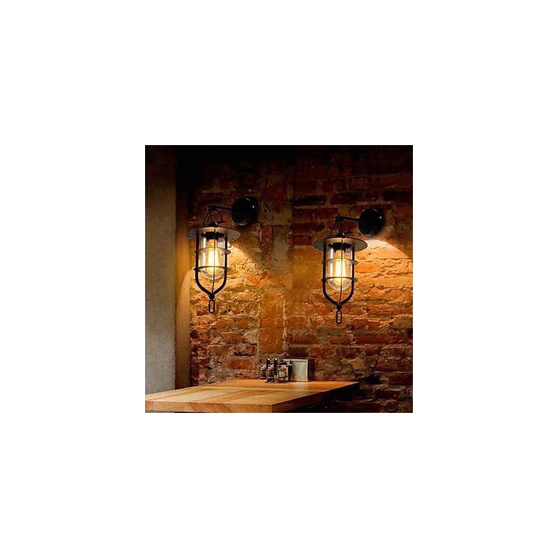 Applique da parete Mini Style in metallo nero e vetro bianco con lampadina inclusa