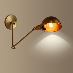 Applique da parete industriale americana Max in metallo oro anticato, 42 cm, E26/E27