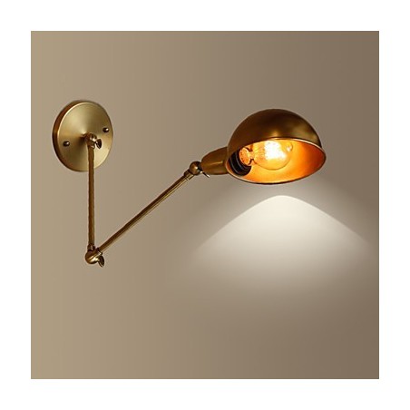 Applique da parete industriale americana Max in metallo oro anticato, 42 cm, E26/E27