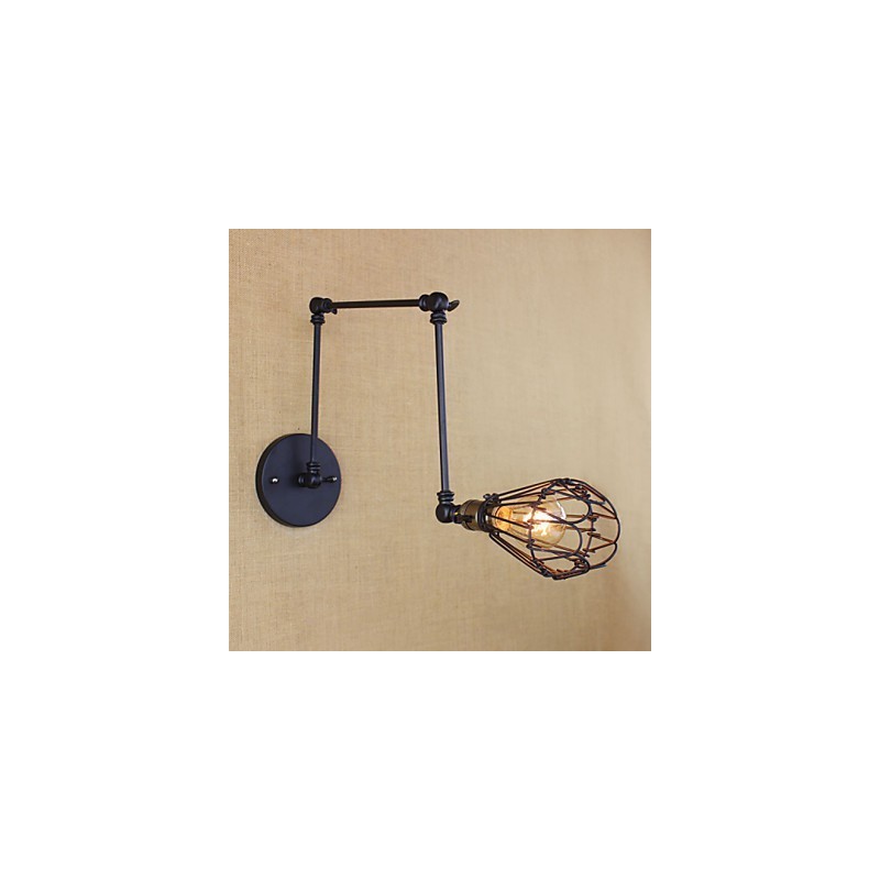 Lampada da tavolo industriale retrò con braccio in ferro, metallo nero, 1 lampadina E26/E27 40W