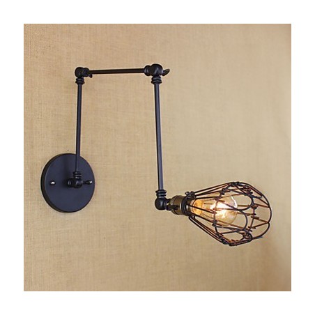 Lampada da tavolo industriale retrò con braccio in ferro, metallo nero, 1 lampadina E26/E27 40W