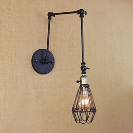 Lampada da tavolo industriale retrò con braccio in ferro, metallo nero, 1 lampadina E26/E27 40W