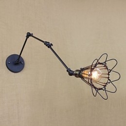 Lampada da tavolo industriale retrò con braccio in ferro, metallo nero, 1 lampadina E26/E27 40W