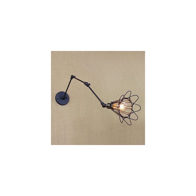 Lampada da tavolo industriale retrò con braccio in ferro, metallo nero, 1 lampadina E26/E27 40W