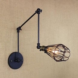 Lampada da tavolo industriale retrò con braccio in ferro, metallo nero, 1 lampadina E26/E27 40W