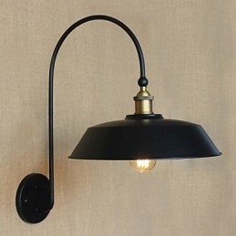 Applique da parete industriale retrò in metallo nero, 1 lampadina E26/E27 40W