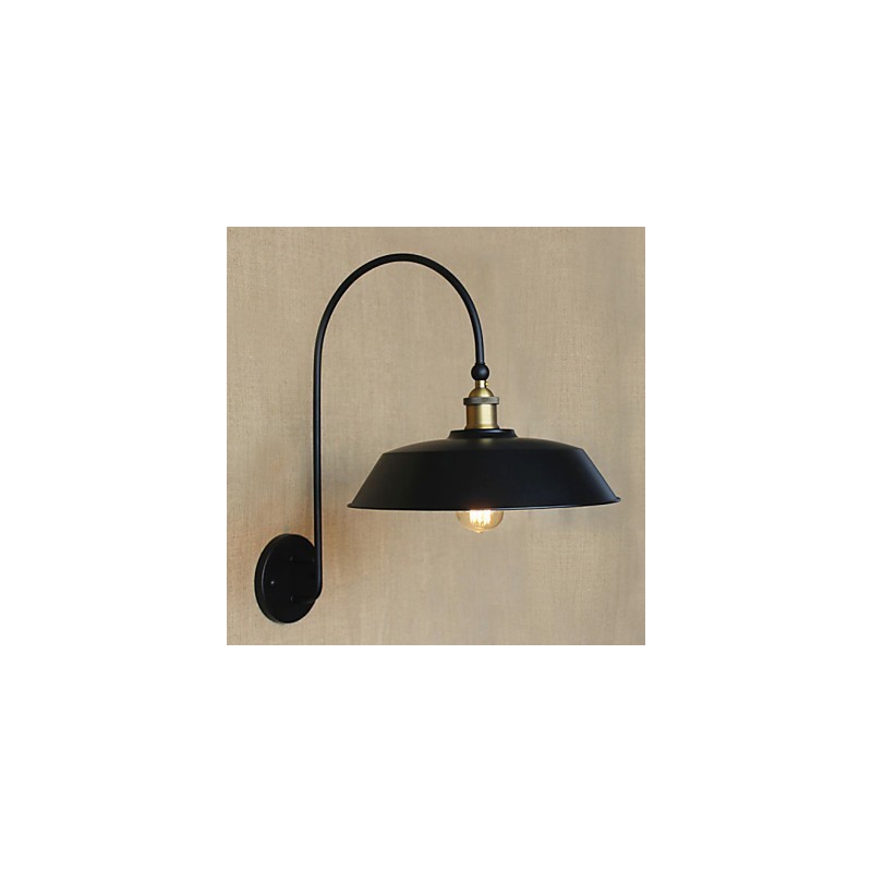 Applique da parete industriale retrò in metallo nero, 1 lampadina E26/E27 40W