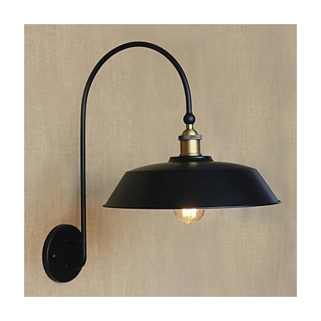 Applique da parete industriale retrò in metallo nero, 1 lampadina E26/E27 40W