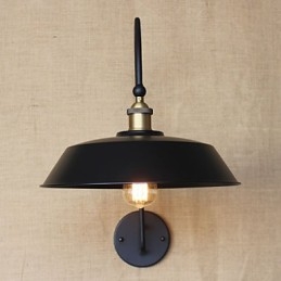 Applique da parete industriale retrò in metallo nero, 1 lampadina E26/E27 40W