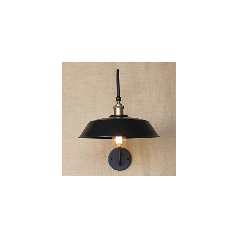 Applique da parete industriale retrò in metallo nero, 1 lampadina E26/E27 40W