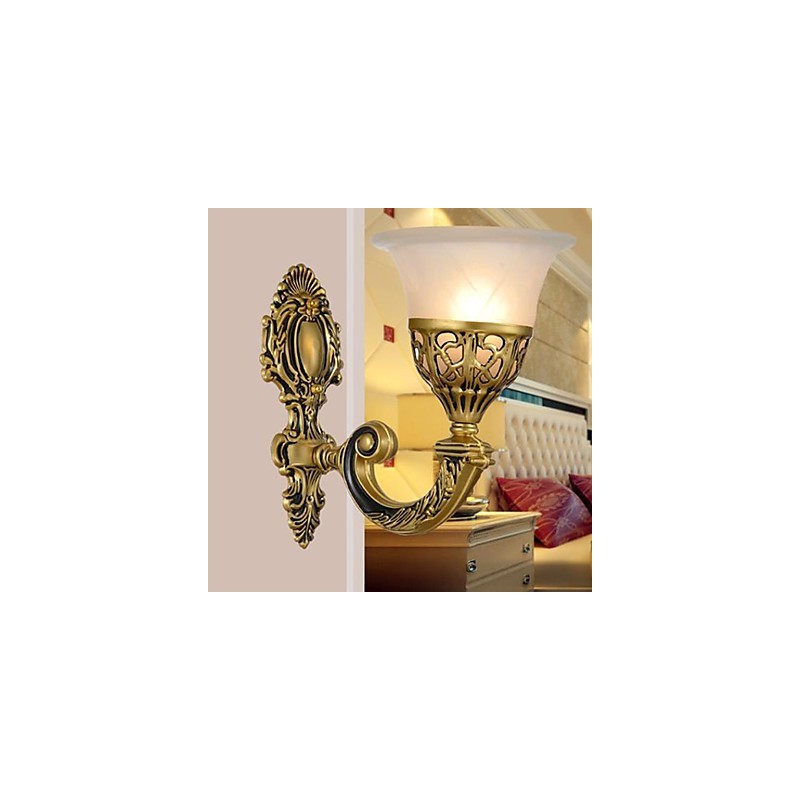 Applique da parete LED moderna bronzo e vetro bianco E26/E27