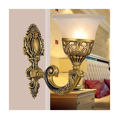 Applique da parete LED moderna bronzo e vetro bianco E26/E27