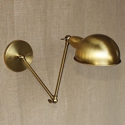 Applique da parete a braccio lungo in stile industriale americano, ottone antico