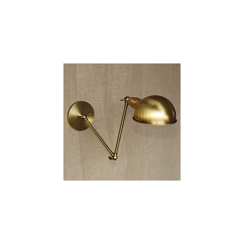 Applique da parete a braccio lungo in stile industriale americano, ottone antico