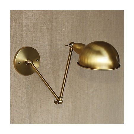 Applique da parete a braccio lungo in stile industriale americano, ottone antico