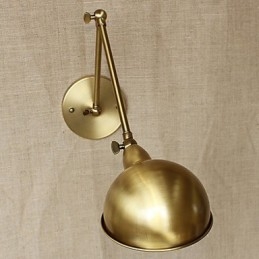 Applique da parete a braccio lungo in stile industriale americano, ottone antico