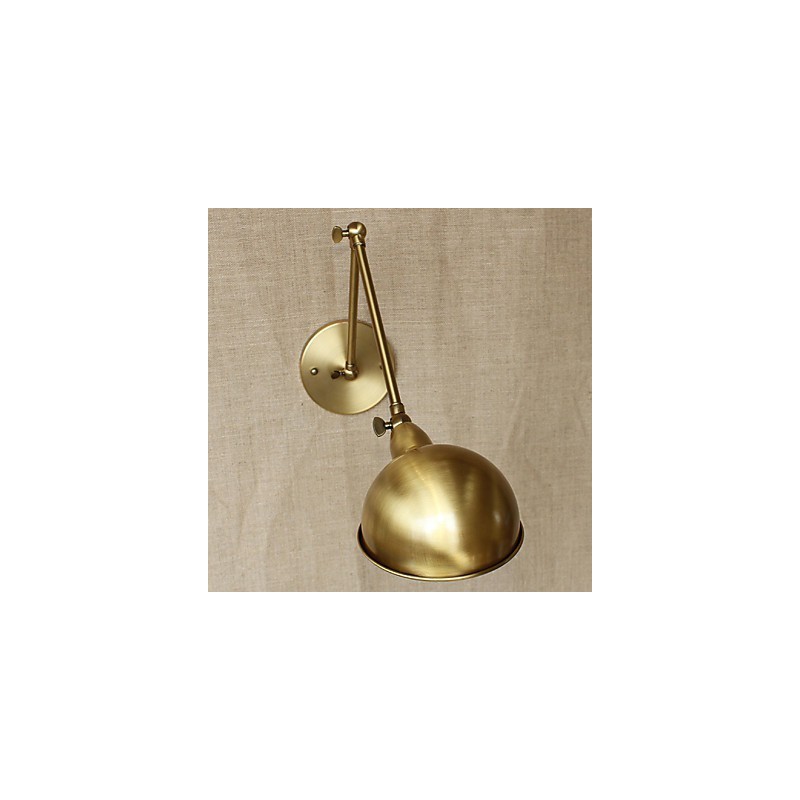 Applique da parete a braccio lungo in stile industriale americano, ottone antico