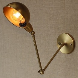 Applique da parete a braccio lungo in stile industriale americano, ottone antico