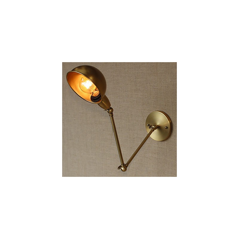 Applique da parete a braccio lungo in stile industriale americano, ottone antico