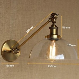 Applique da parete retrò country americano in ferro, ottone e bronzo