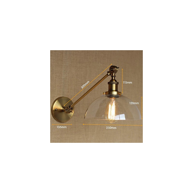 Applique da parete retrò country americano in ferro, ottone e bronzo