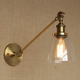 Applique da parete retrò country americano in ferro, ottone e bronzo per camera da letto