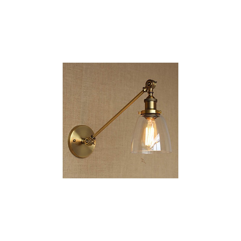 Applique da parete retrò country americano in ferro, ottone e bronzo per camera da letto