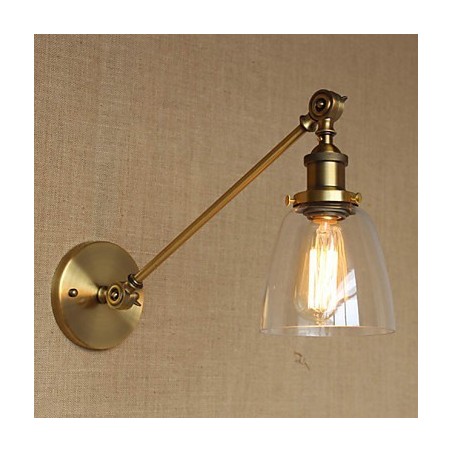 Applique da parete retrò country americano in ferro, ottone e bronzo per camera da letto