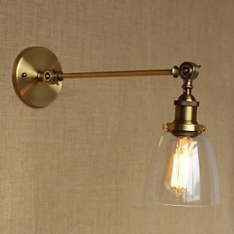 Applique da parete retrò country americano in ferro, ottone e bronzo per camera da letto