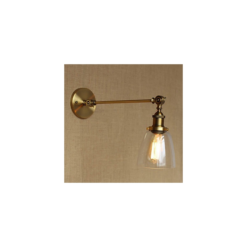 Applique da parete retrò country americano in ferro, ottone e bronzo per camera da letto