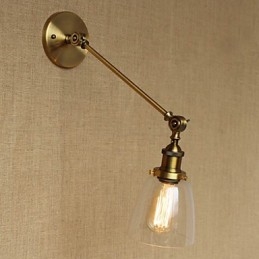Applique da parete retrò country americano in ferro, ottone e bronzo per camera da letto