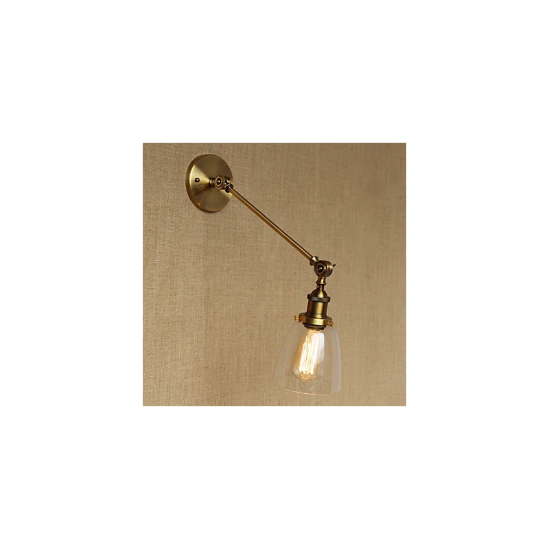 Applique da parete retrò country americano in ferro, ottone e bronzo per camera da letto