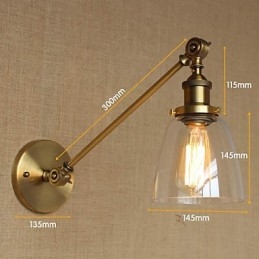 Applique da parete retrò country americano in ferro, ottone e bronzo per camera da letto