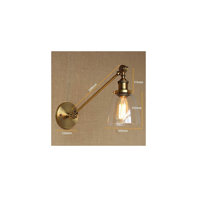 Applique da parete retrò country americano in ferro, ottone e bronzo per camera da letto
