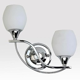 Applique da parete moderna in metallo e vetro, 2 lampadine E12/E14, 24 cm