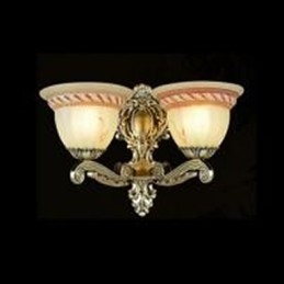 Applique da parete classica in metallo bronzo con paralume in vetro bianco, 2 lampadine E26/E27