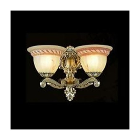 Applique da parete classica in metallo bronzo con paralume in vetro bianco, 2 lampadine E26/E27