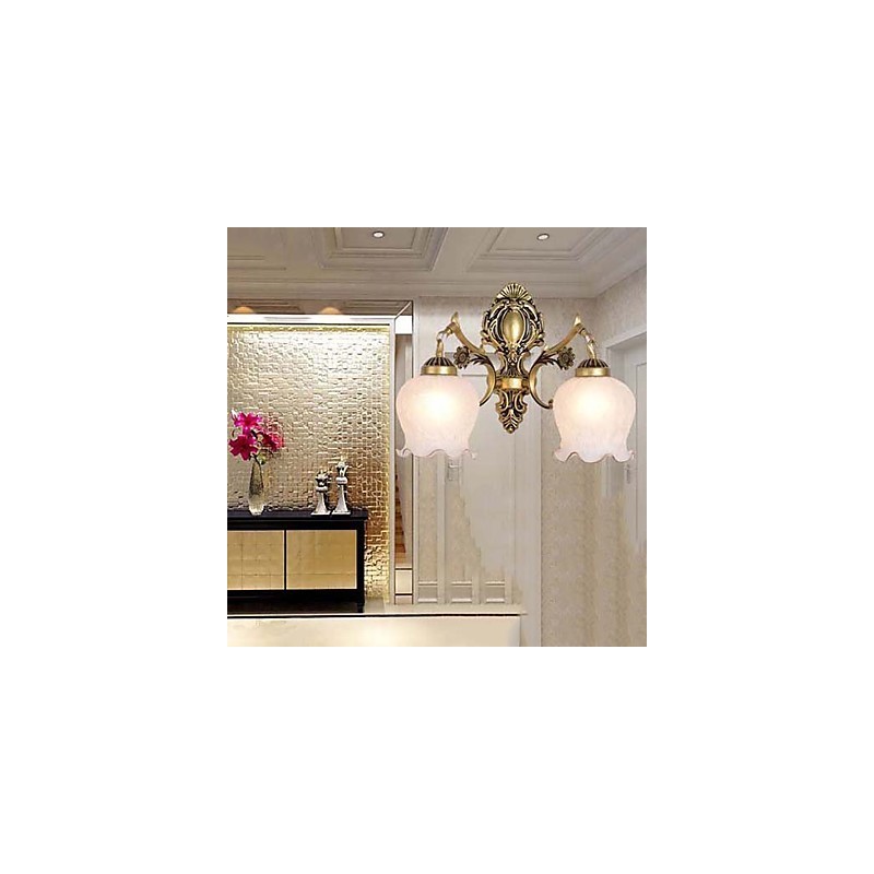 Applique da parete moderna in metallo e vetro gialla e bianca 2 lampadine E26/E27