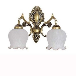 Applique da parete moderna in metallo e vetro gialla e bianca 2 lampadine E26/E27