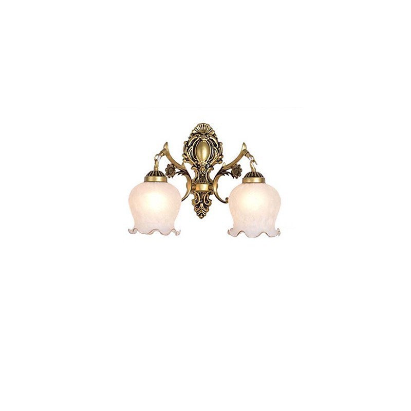 Applique da parete moderna in metallo e vetro gialla e bianca 2 lampadine E26/E27