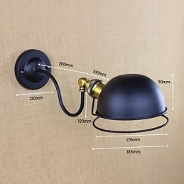 Applique da parete Mini stile rustico/lodge in metallo nero