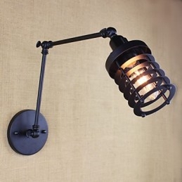 Applique da parete moderna a braccio oscillante nera con interruttore, E12/E14, 40 W