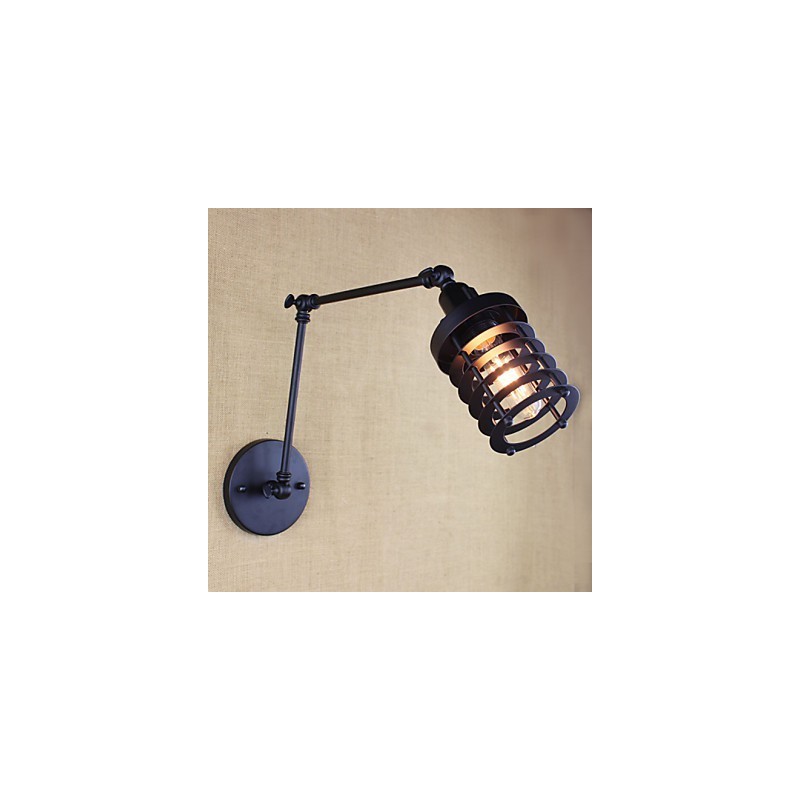 Applique da parete moderna a braccio oscillante nera con interruttore, E12/E14, 40 W