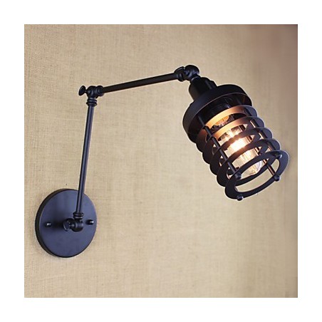 Applique da parete moderna a braccio oscillante nera con interruttore, E12/E14, 40 W