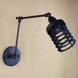 Applique da parete moderna a braccio oscillante nera con interruttore, E12/E14, 40 W